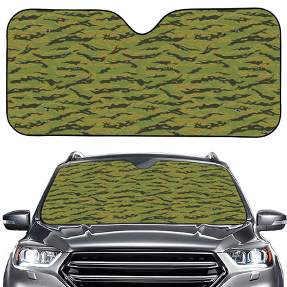 Green Tiger Stripe Camo Pattern Print Car Windshield Sun Shade