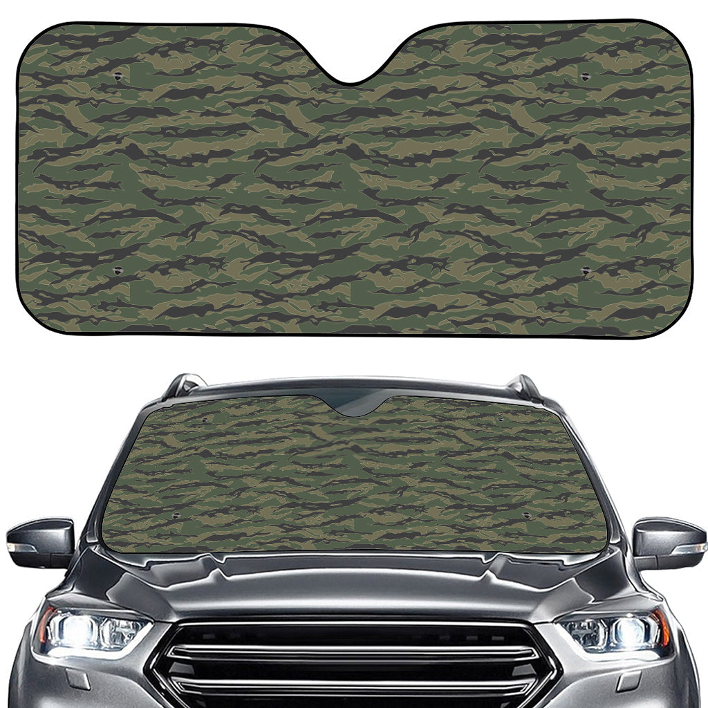 Green Tiger Stripe Camouflage Print Car Windshield Sun Shade