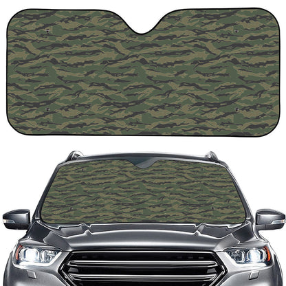 Green Tiger Stripe Camouflage Print Car Windshield Sun Shade
