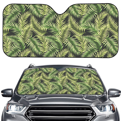 Green Tropical Palm Leaf Pattern Print Car Windshield Sun Shade