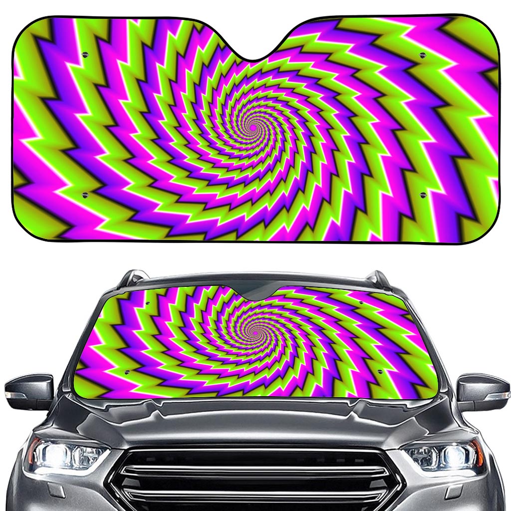 Green Twisted Moving Optical Illusion Car Windshield Sun Shade