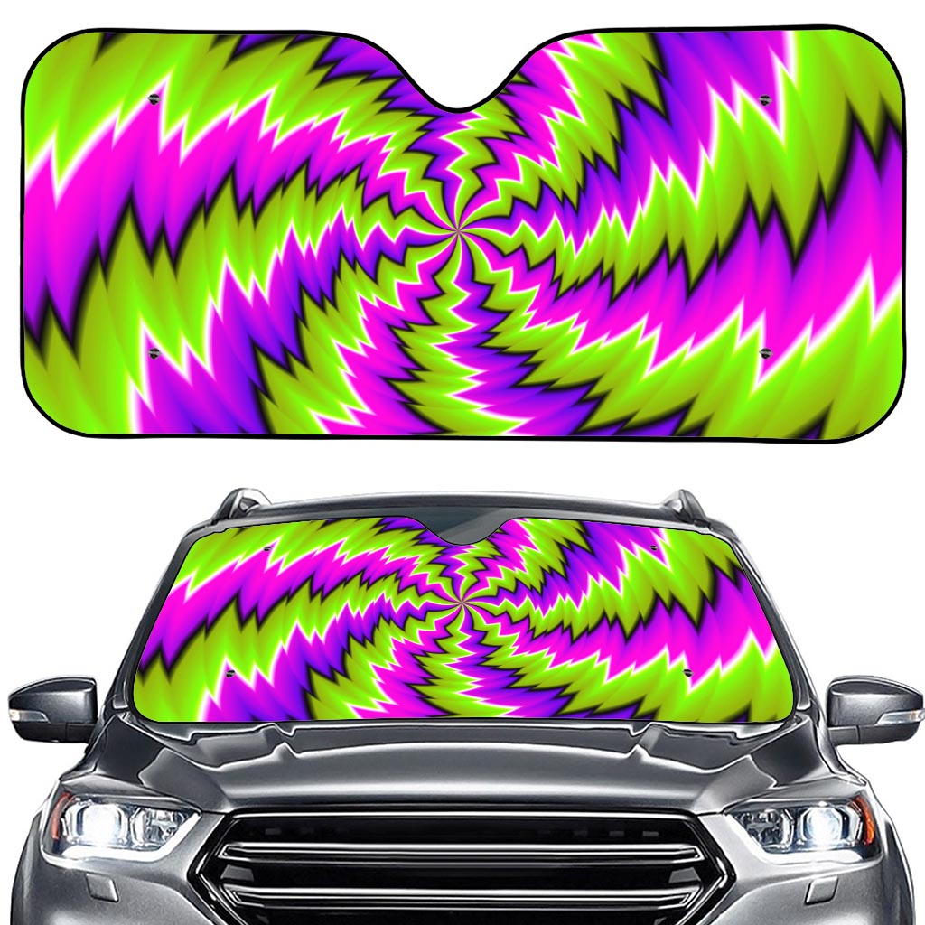 Green Vortex Moving Optical Illusion Car Windshield Sun Shade