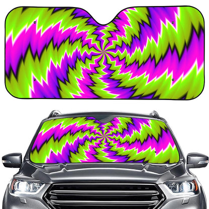 Green Vortex Moving Optical Illusion Car Windshield Sun Shade