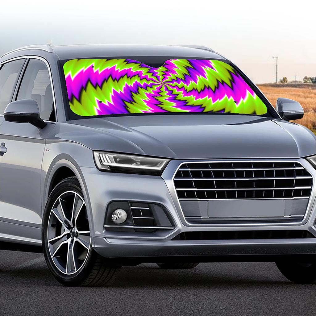 Green Vortex Moving Optical Illusion Car Windshield Sun Shade