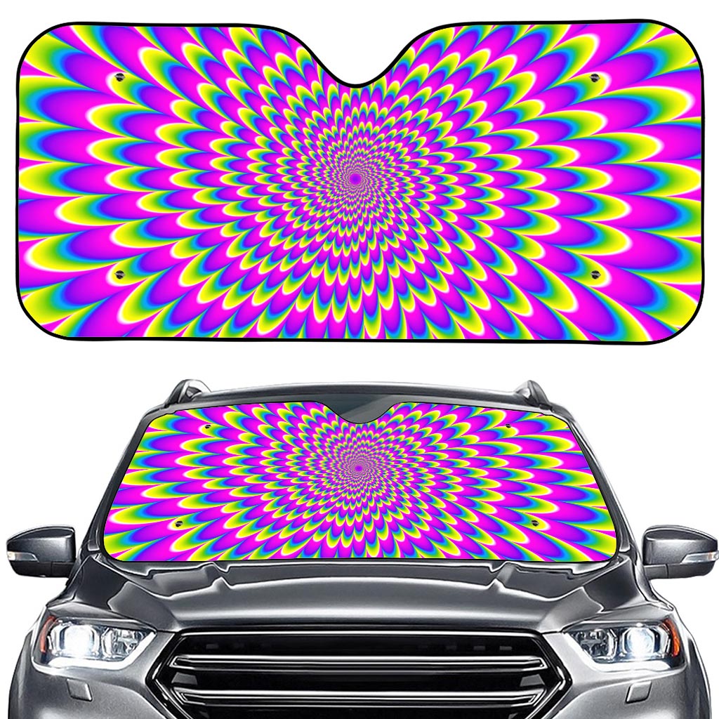 Green Wave Moving Optical Illusion Car Windshield Sun Shade