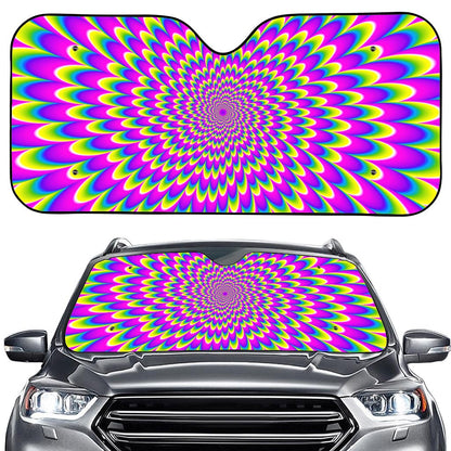 Green Wave Moving Optical Illusion Car Windshield Sun Shade