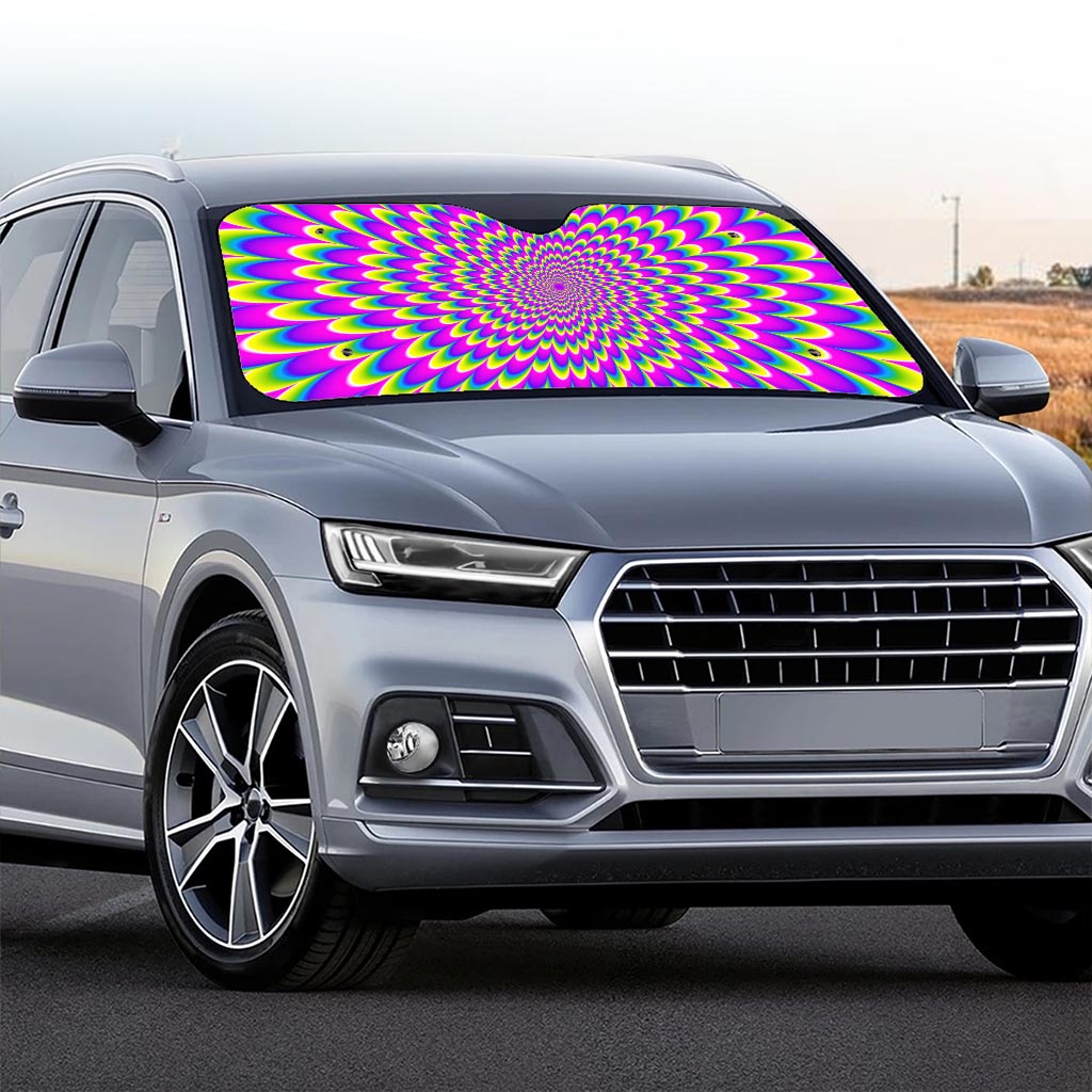 Green Wave Moving Optical Illusion Car Windshield Sun Shade