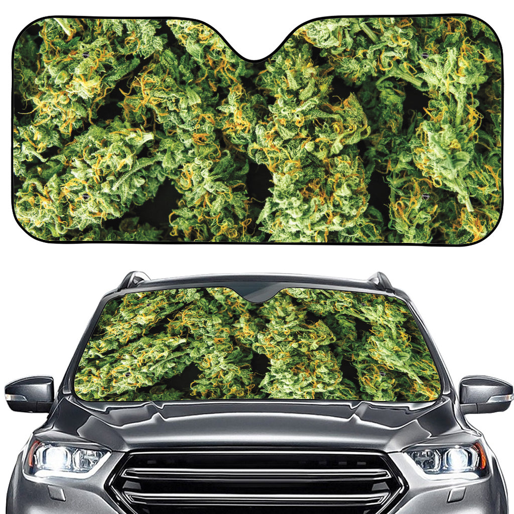 Green Weed Print Car Windshield Sun Shade
