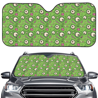 Green Zombie Pattern Print Car Windshield Sun Shade