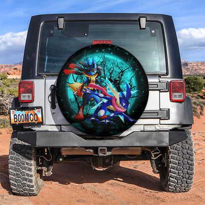 Greninja Satoshi And Mega Lucario Halloween Moonlight Car Spare Tire Cover