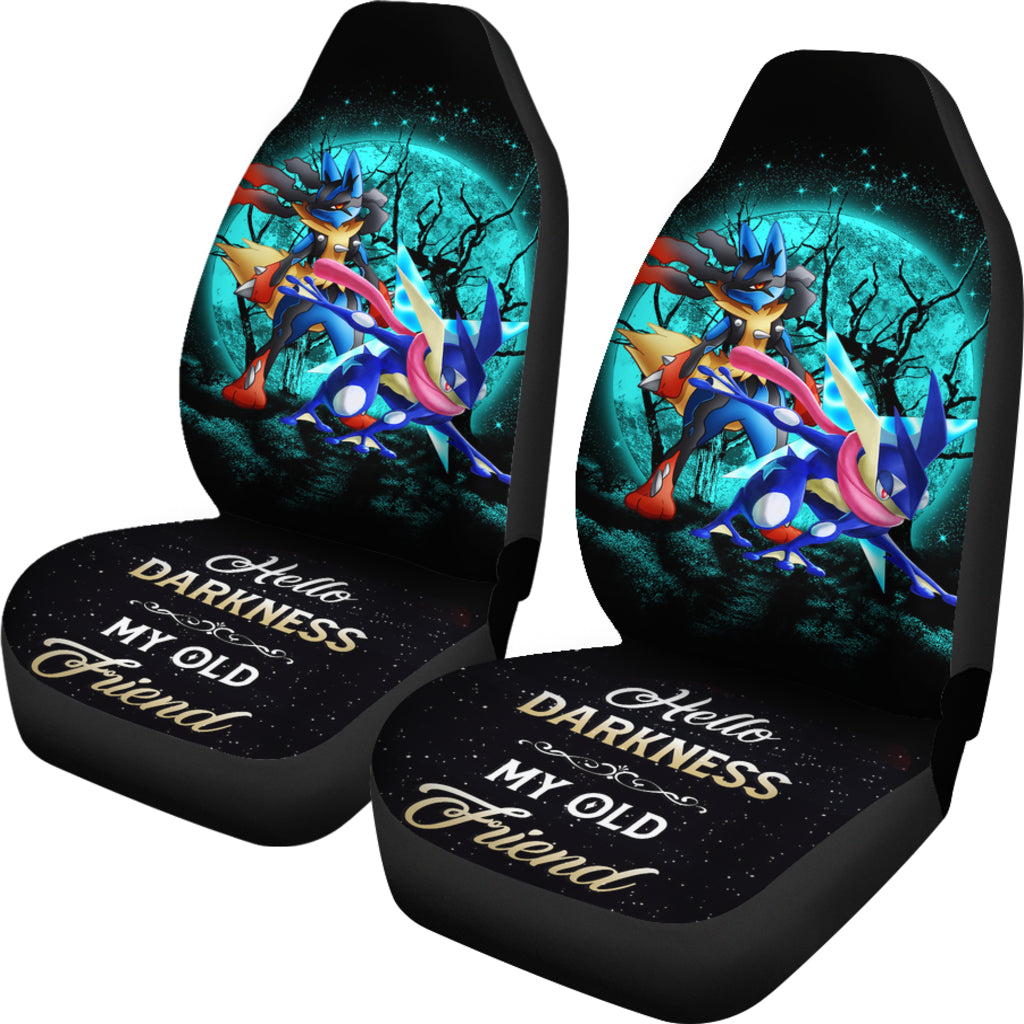 Greninja Satoshi And Mega Lucario Pokemon Moonlight Halloween Anime Ride Jeep Car Seat Covers