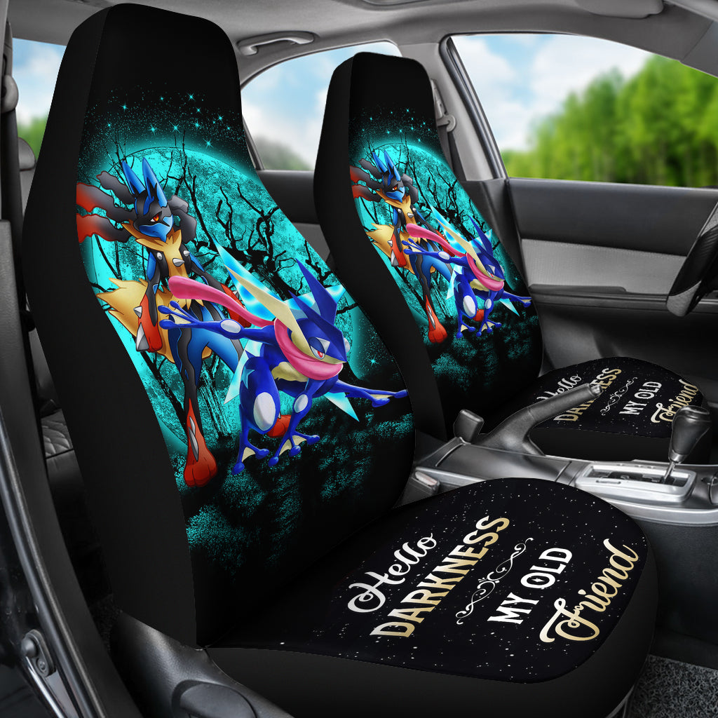 Greninja Satoshi And Mega Lucario Pokemon Moonlight Halloween Anime Ride Jeep Car Seat Covers