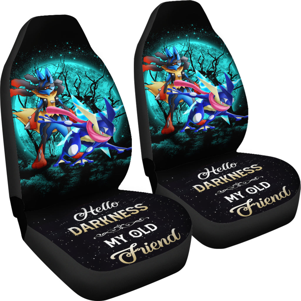 Greninja Satoshi And Mega Lucario Pokemon Moonlight Halloween Anime Ride Jeep Car Seat Covers