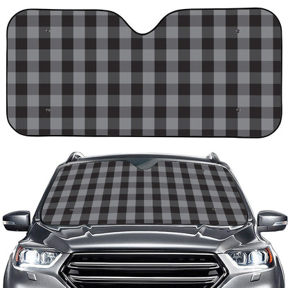 Grey And Black Check Pattern Print Car Windshield Sun Shade