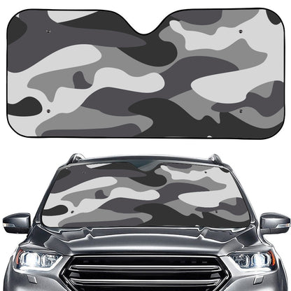 Grey And White Camouflage Print Car Windshield Sun Shade