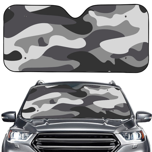 Grey And White Camouflage Print Car Windshield Sun Shade