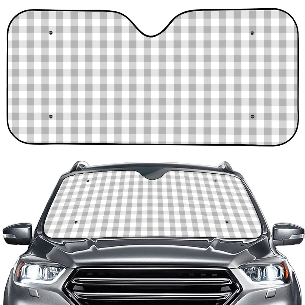 Grey And White Check Pattern Print Car Windshield Sun Shade