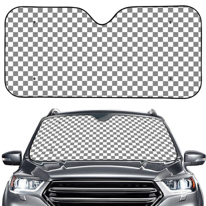 Grey And White Checkered Pattern Print Car Windshield Sun Shade