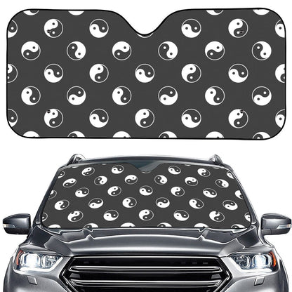 Grey And White Yin Yang Pattern Print Car Windshield Sun Shade