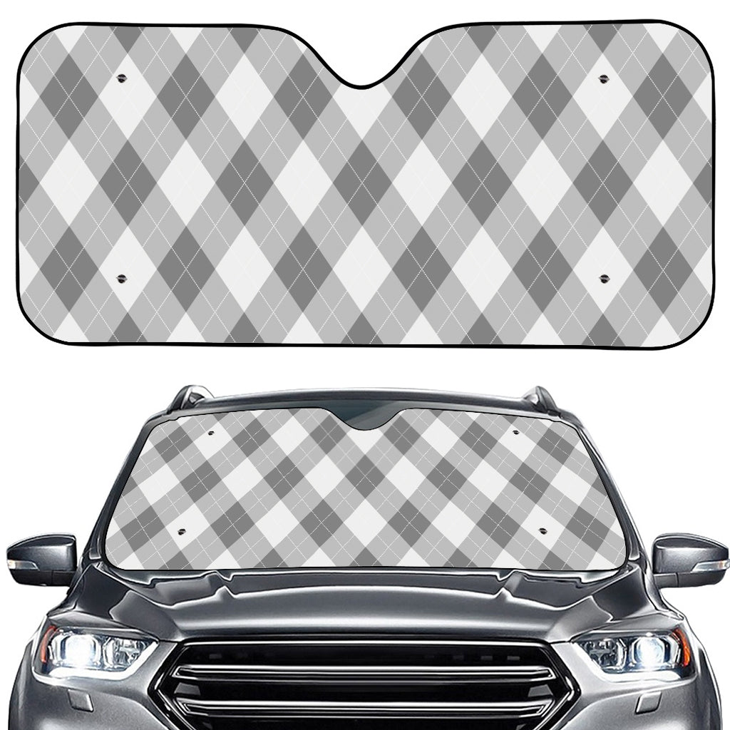 Grey Argyle Pattern Print Car Windshield Sun Shade