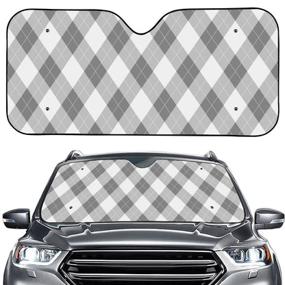Grey Argyle Pattern Print Car Windshield Sun Shade