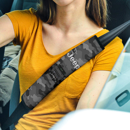 Grey Jeep Camouflage Car Seat Belt Cover Custom Car Accessories