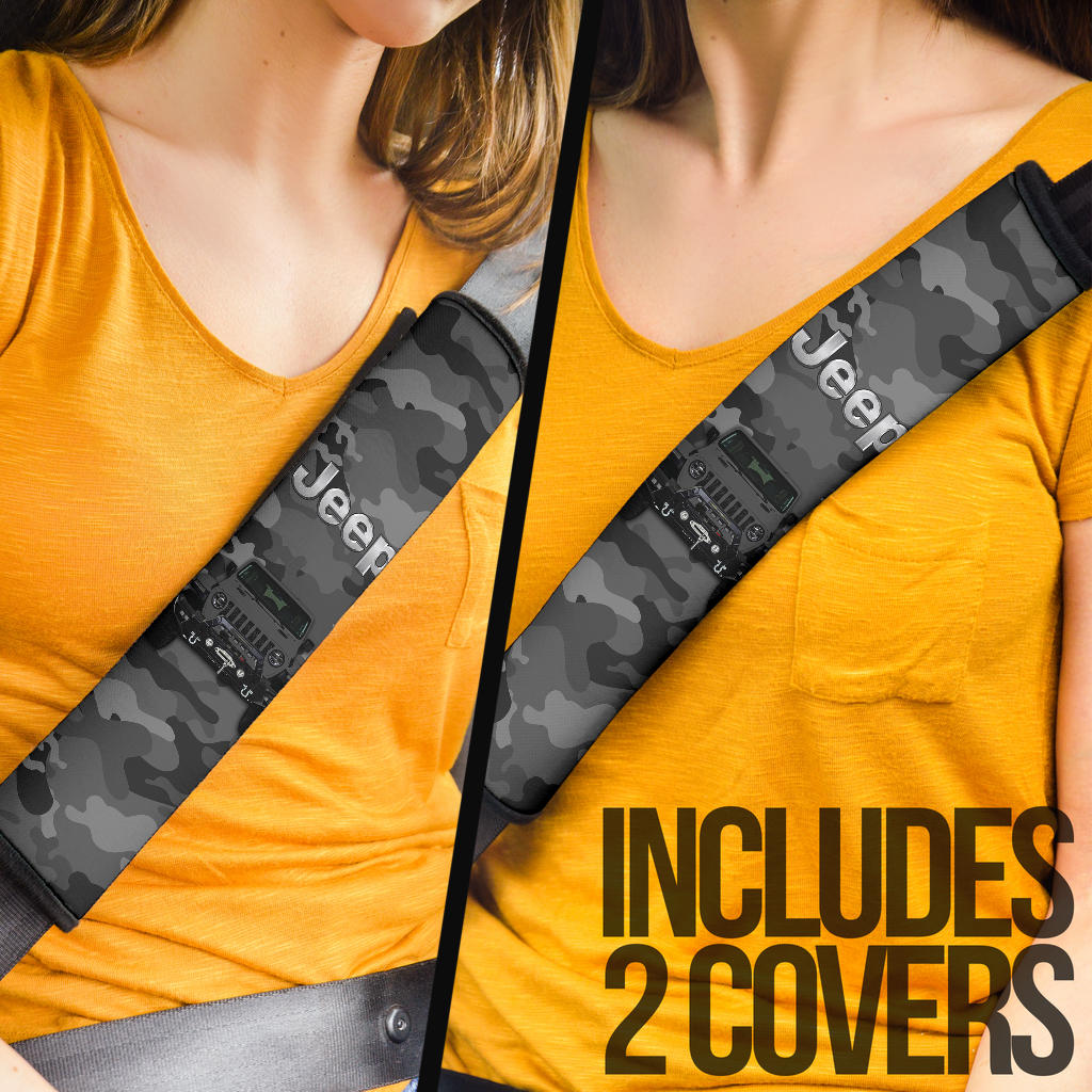 Grey Jeep Camouflage Car Seat Belt Cover Custom Car Accessories