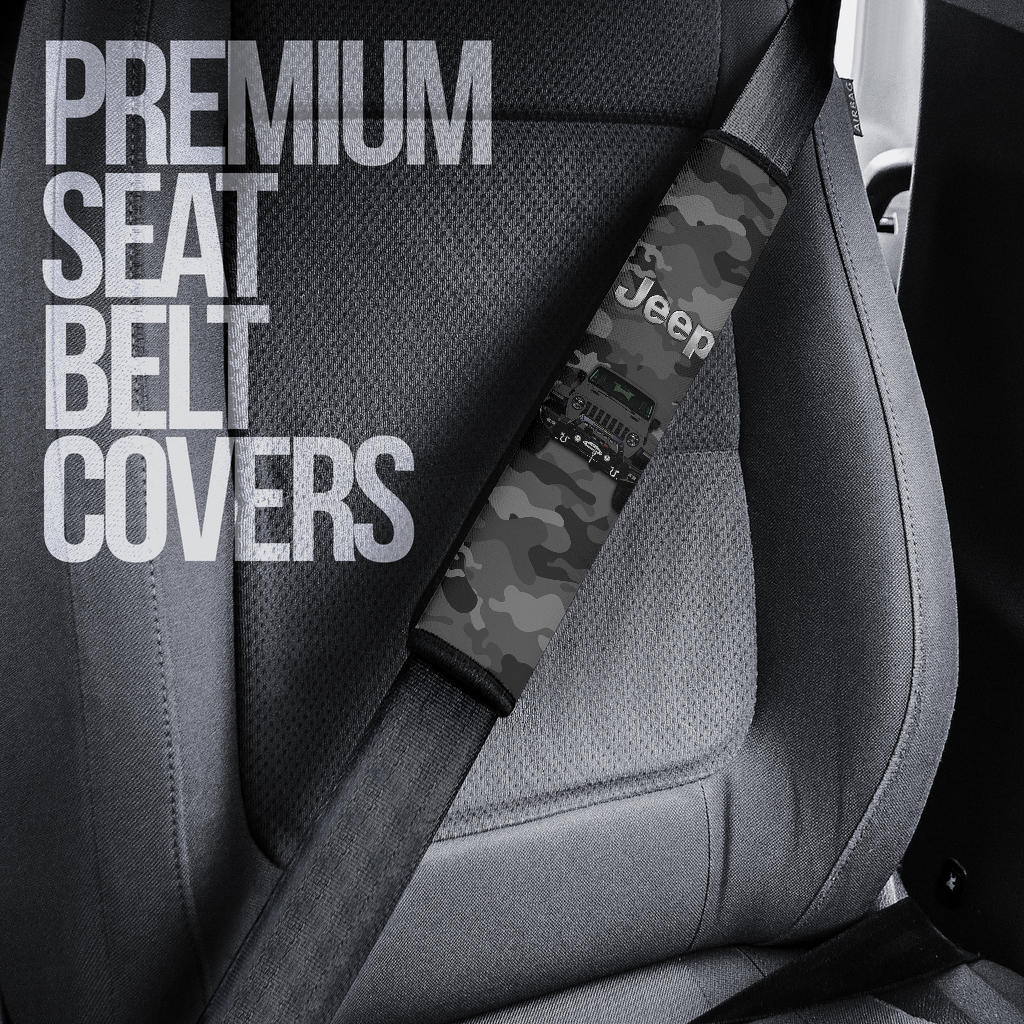 Grey Jeep Camouflage Car Seat Belt Cover Custom Car Accessories