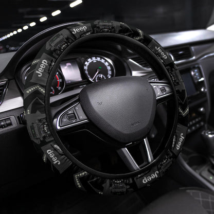 Grey Jeep Car Steering Wheel Cover