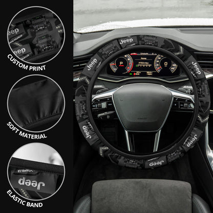 Grey Jeep Car Steering Wheel Cover