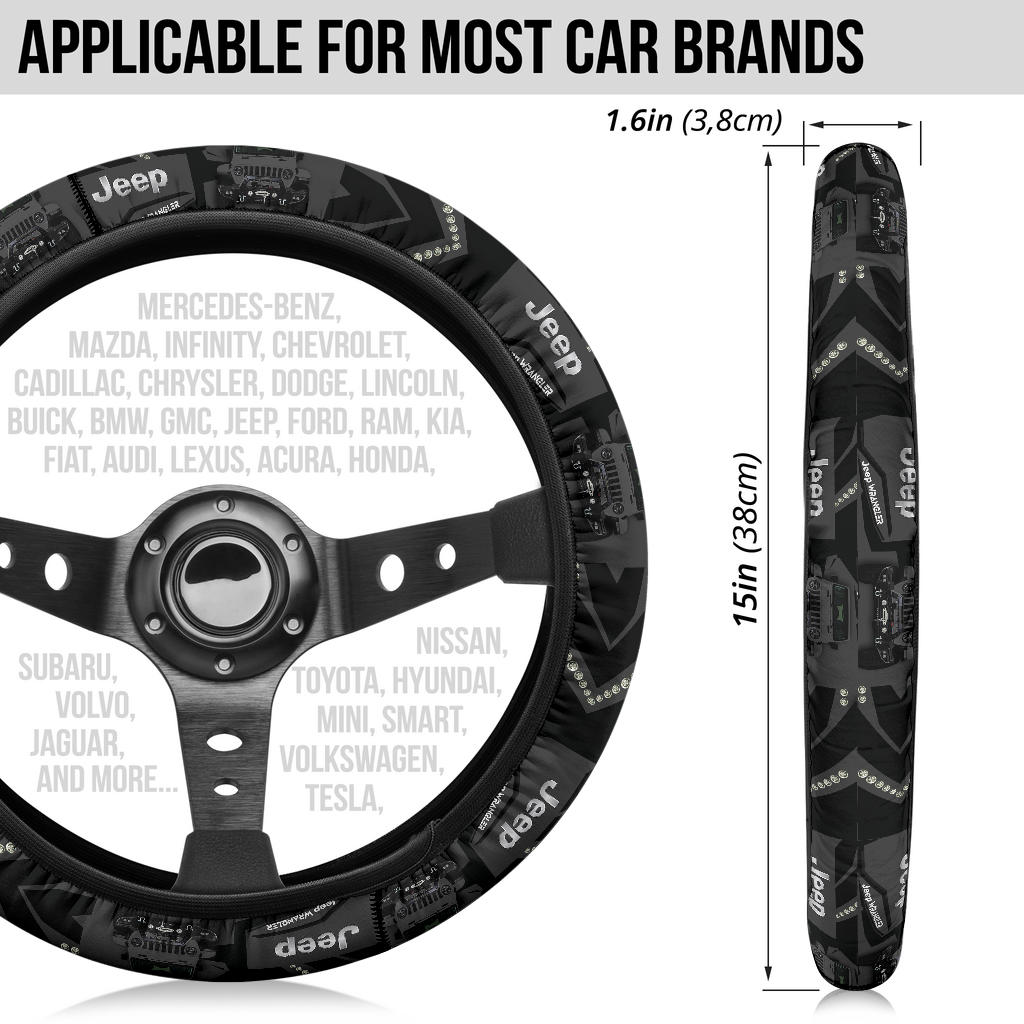 Grey Jeep Car Steering Wheel Cover