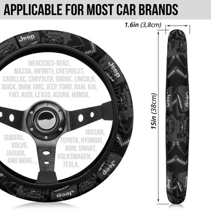 Grey Jeep Car Steering Wheel Cover