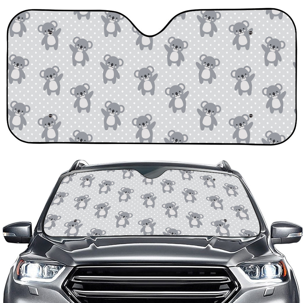 Grey Koala Pattern Print Car Windshield Sun Shade