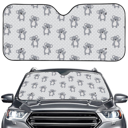 Grey Koala Pattern Print Car Windshield Sun Shade
