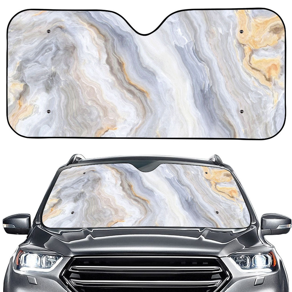 Grey Marble Print Car Windshield Sun Shade