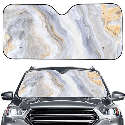 Grey Marble Print Car Windshield Sun Shade