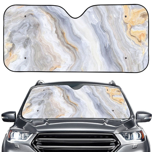 Grey Marble Print Car Windshield Sun Shade