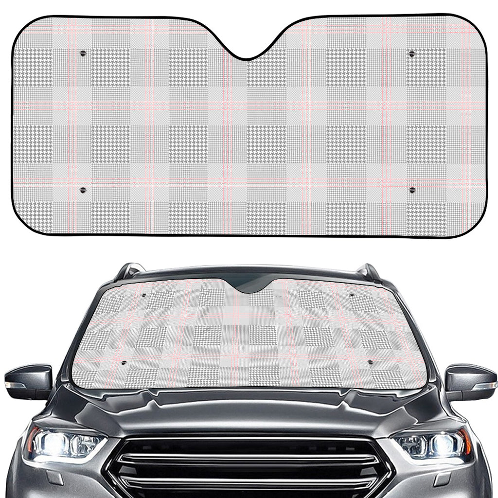 Grey Prince of Wales Check Print Car Windshield Sun Shade