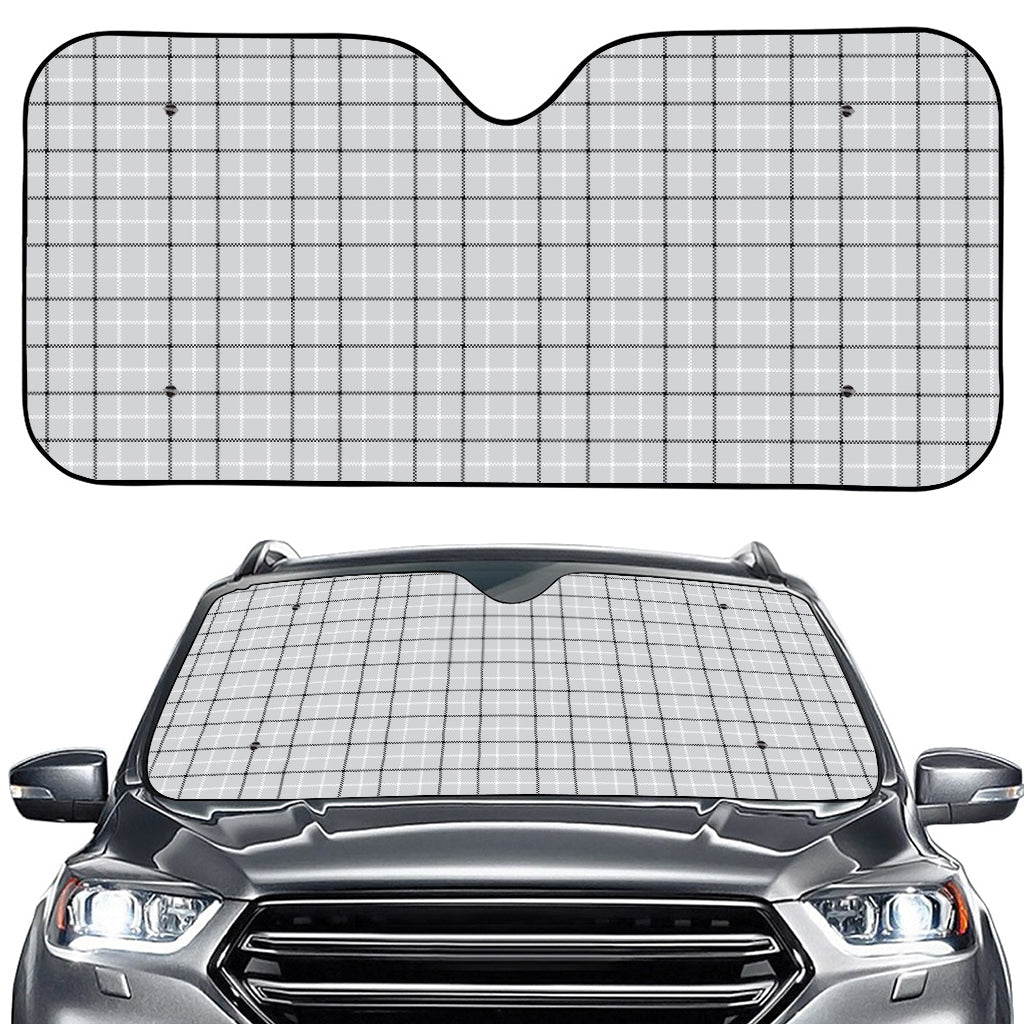 Grey Tattersall Pattern Print Car Windshield Sun Shade