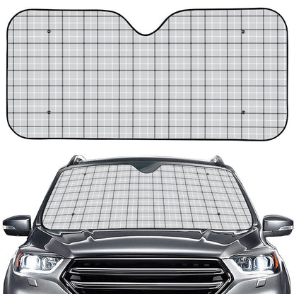 Grey Tattersall Pattern Print Car Windshield Sun Shade