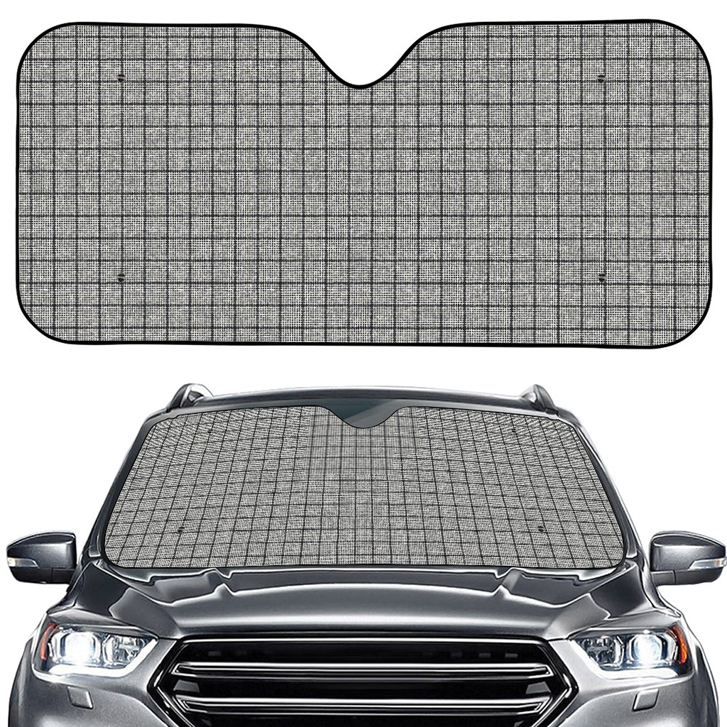 Grey Windowpane Pattern Print Car Windshield Sun Shade
