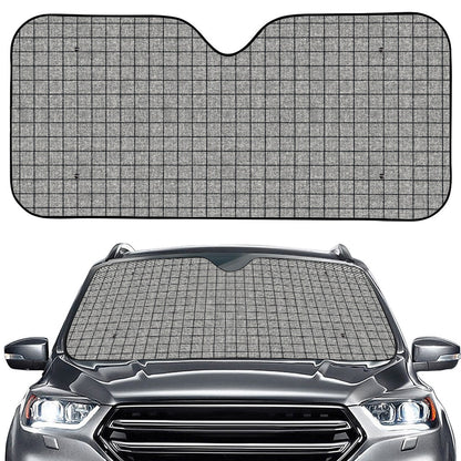 Grey Windowpane Pattern Print Car Windshield Sun Shade