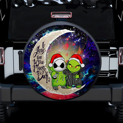 Grinch And Jack Nightmare Before Christmas Love You To The Moon Galaxy Car Spare Tire Cover