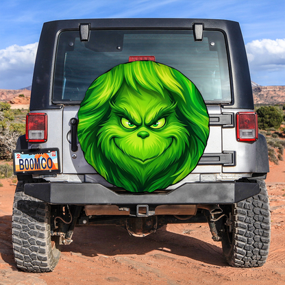 Grinch Face Car Leather Spare Tire Cover