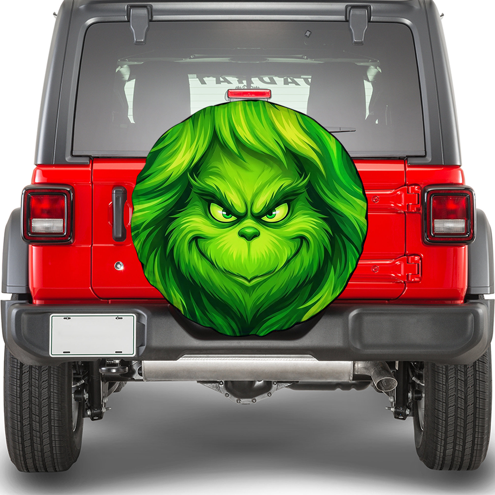 Grinch Face Car Leather Spare Tire Cover