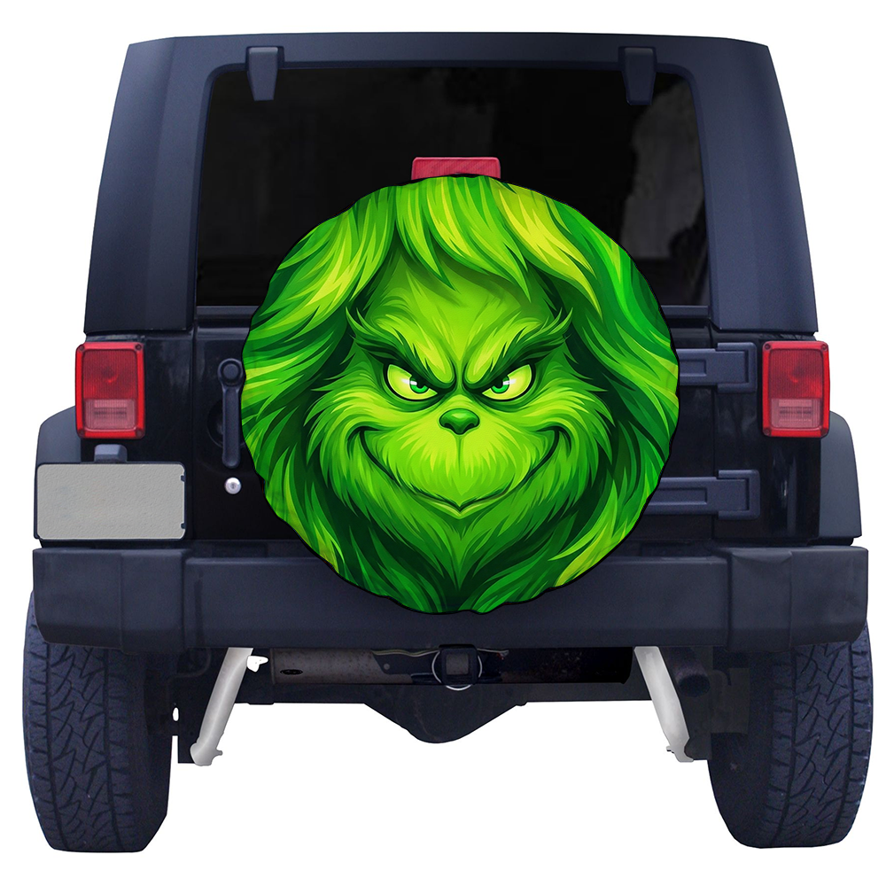 Grinch Face Car Leather Spare Tire Cover