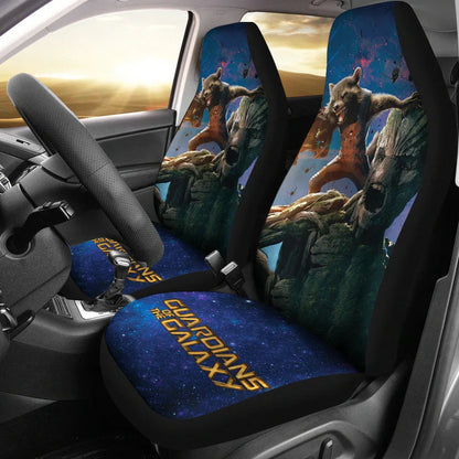 Groot And Rocket Guardians Of the Galaxy Car Seat Covers Movie Car Accessories Custom For Fans - PersonalizedFury