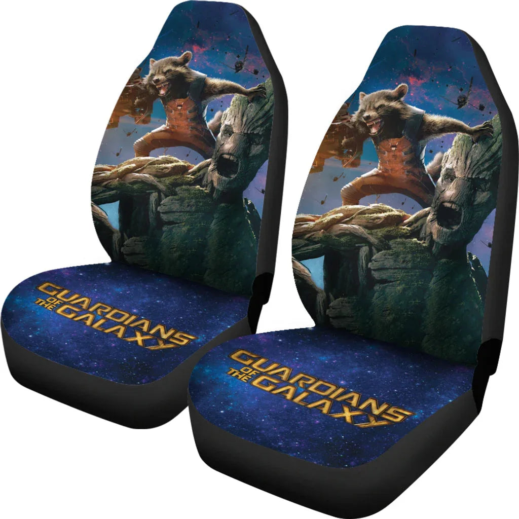 Groot And Rocket Guardians Of the Galaxy Car Seat Covers Movie Car Accessories Custom For Fans - PersonalizedFury