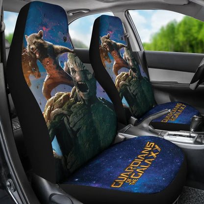 Groot And Rocket Guardians Of the Galaxy Car Seat Covers Movie Car Accessories Custom For Fans - PersonalizedFury