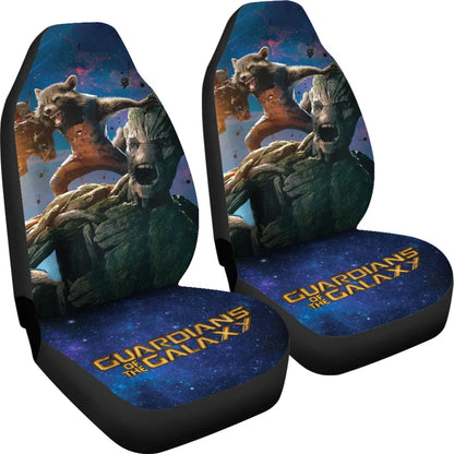 Groot And Rocket Guardians Of the Galaxy Car Seat Covers Movie Car Accessories Custom For Fans - PersonalizedFury